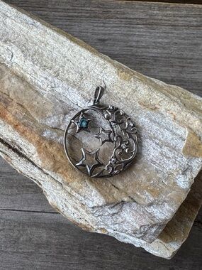 Sterling Silver Start Pendant with Blue Topaz